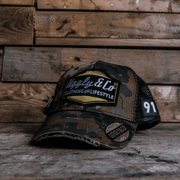Green Camo Diamond Trucker Hat