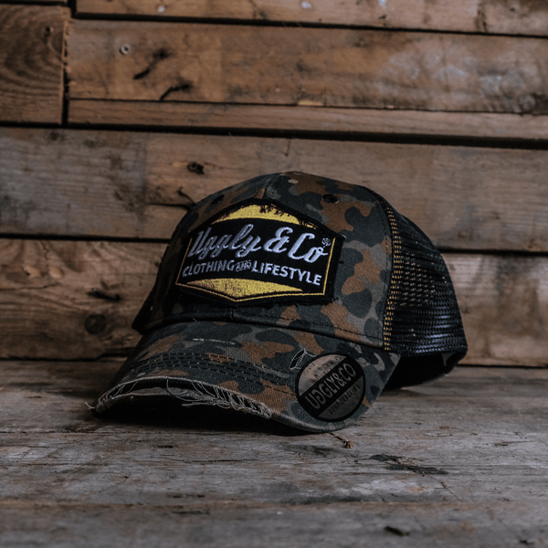Green Camo Diamond Trucker Hat