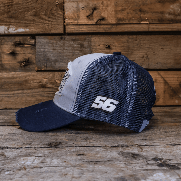 Navy Blue & White Diamond Trucker Hat