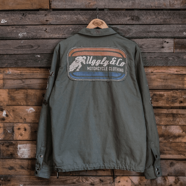 Green Flat Track Moto Shacket