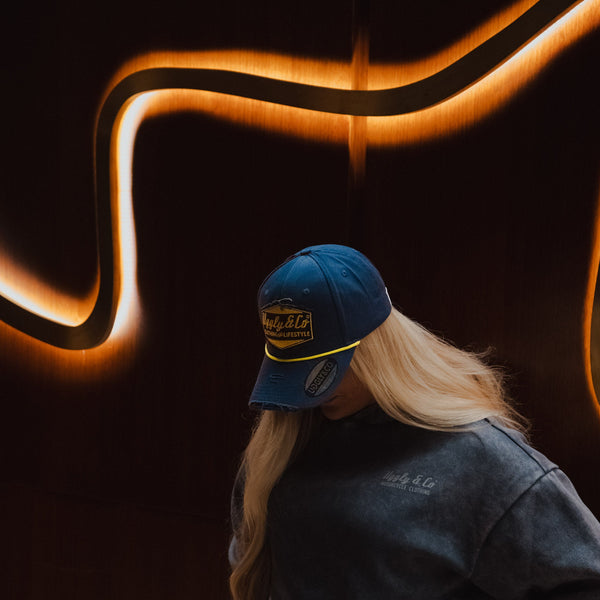 Navy Blue & Yellow Rope Diamond Baseball Cap