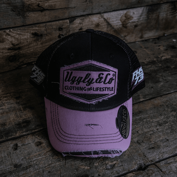 Pink & Black Weathered Diamond Cap