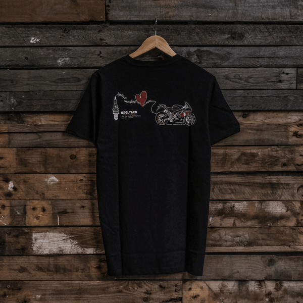 Black Motorcycle Heart 'Love is Uggly' T-Shirt